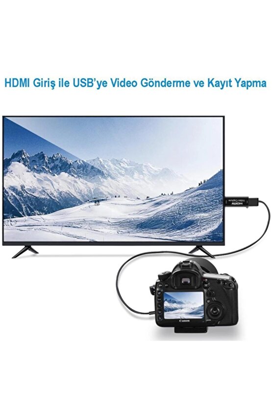 Video Capture Usb 2.0 To Hdmi Çevirici Dönüştürücü Siyah Metal Kasa Adaptör