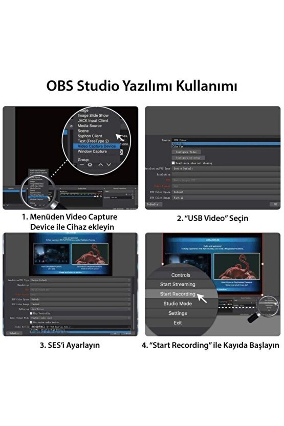 Video Capture Usb 2.0 To Hdmi Çevirici Dönüştürücü Siyah Metal Kasa Adaptör