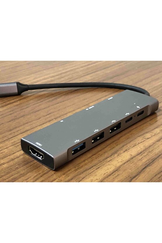 Kaliteli Gri Metal Kasa 9-in-1 Usb Type-c Hub Hdmı Şarj Usb 3.0 Ports Çevirici Hub