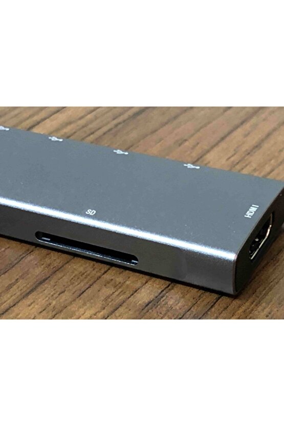 Kaliteli Gri Metal Kasa 9-in-1 Usb Type-c Hub Hdmı Şarj Usb 3.0 Ports Çevirici Hub