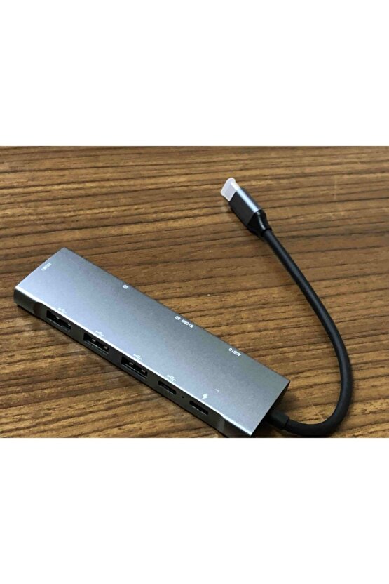 Chrommate Macbook Huawei Uyumlu Type C Serileri İçin Hub Usb Hdmi Sd Çoğaltıcı Port Aleminyum Kasa