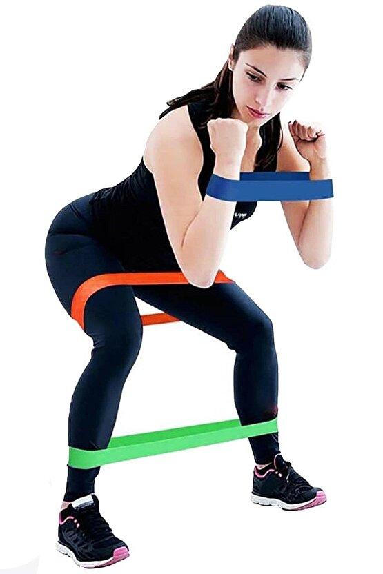 Pilates Squat Aerobik Spor Egzersiz Direnç Lastiği 5 Li Paket