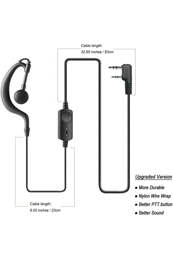 Bas Konuş Mikrofonlu Kulakiçi Telsiz Kulaklık Krisun Kenwood Qyt Anytone Uyumlu