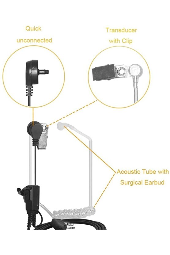 Bas Konuş Şeffaf Akustik Kulakiçi Mikrofonlu Pmr El Telsiz Kulaklığı Kenwood Baofeng Wouxun