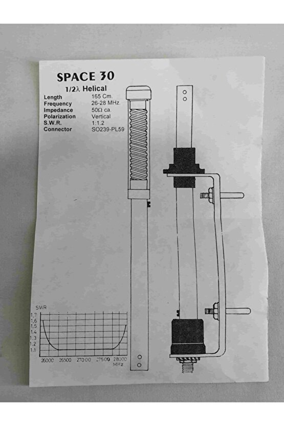 Space 30 Balkon Için 12 Helikal Cb Halkbandı 27mhz Anteni President Taylor Icom Tyt Wouxun