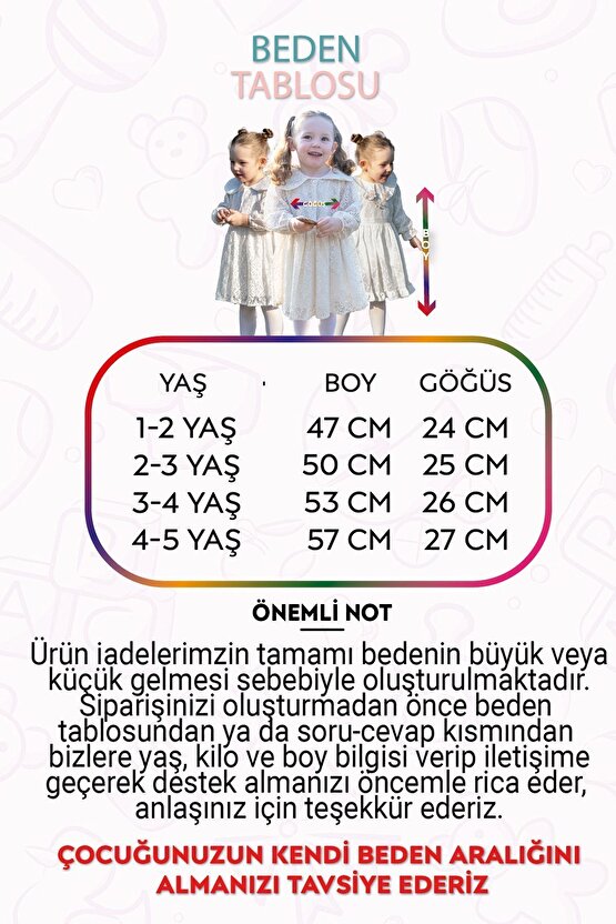 Kız Bebek Elbise Kız Çocuk Elbise Doğum Günü Parti Düğün Elbise Uzun Kol Astarlı Dantelli Bebek Giyi