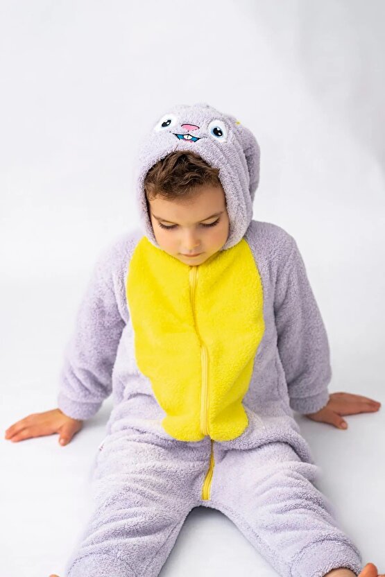 Welsoft Peluş Fermuarlı Kışlık Unisex Kız Erkek Bebek Uyku Tulumu Bebek Tulumu Çocuk Tulumu Kostümü