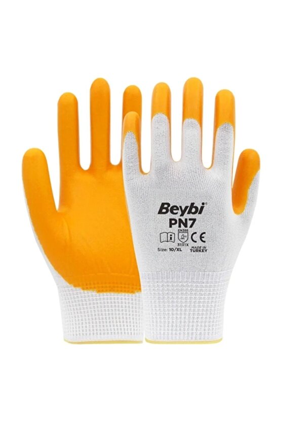 Pn7 Polyester Örme Nitril Kaplı Sarı Iş Eldiveni