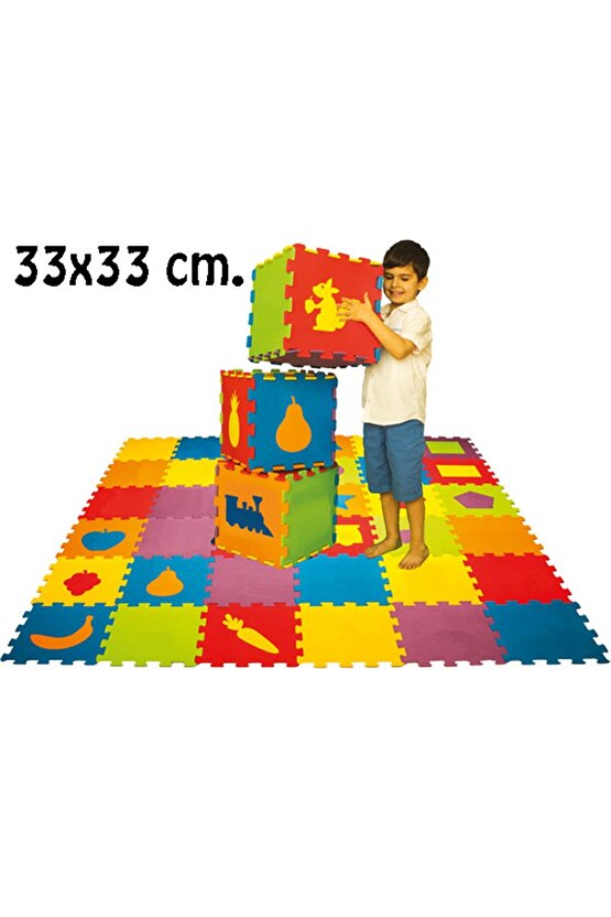 Renkli 33 X 33 Cm Geometrik Şekiller Yer Döşeme Eva Puzzle Set