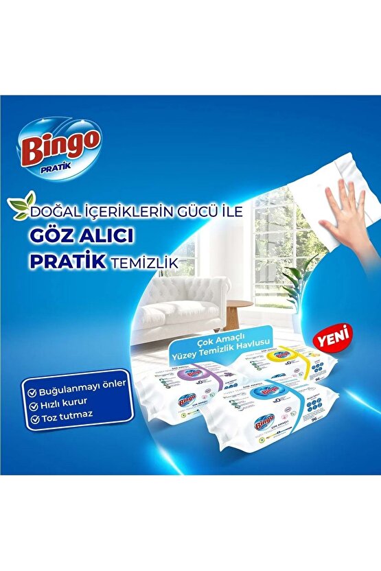 Clean Yüzey Temizlik Havlusu 96 Yaprak Limon Kokulu Plastik Kapaklı (3 LÜ SET) 288 Yaprak