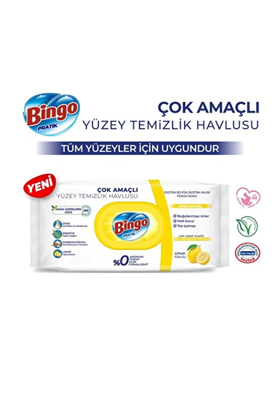 Yüzey Temizleme Havlusu Limon Kokulu 96 Adetli 1 Paket