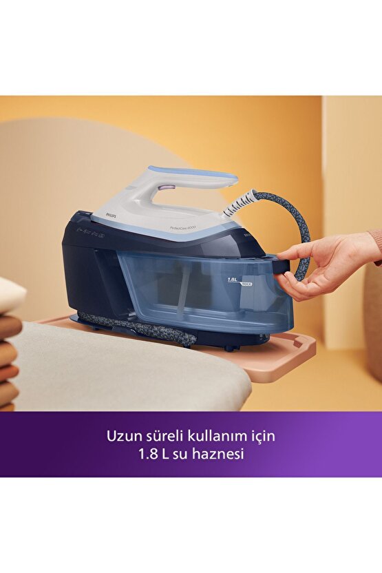 6000 Serisi PerfectCare Buhar Kazanlı Ütü, 6.5 Bar, 500g Şok Buhar, 1.8L Hazne,  PSG602620