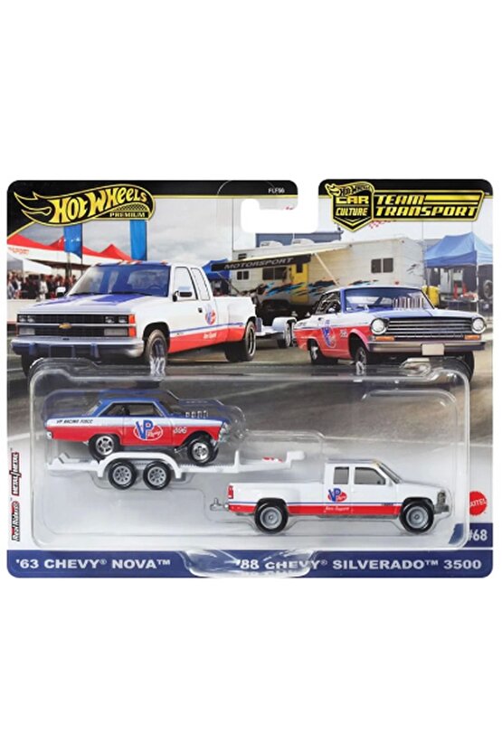 Nessiworld Hot Wheels Team Transport 63 Nova 88 Chevy Silverado 3500 HRV42