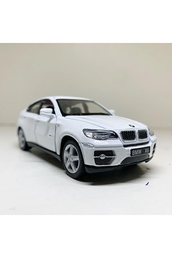 1.36 ÖLÇEK KİNSMART LİSANSLI BMW X6 METAL ARABA BEYAZ RENK 12 CM