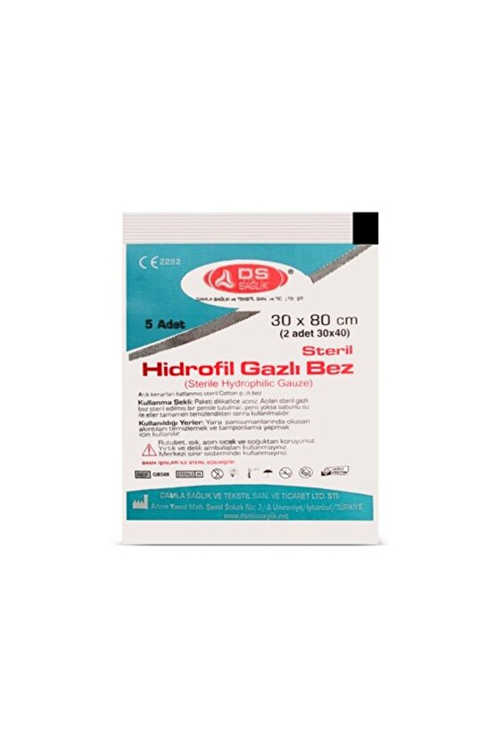 Damla Hidrofil Gazlı Bez 30mm X 80mm 2 Parça