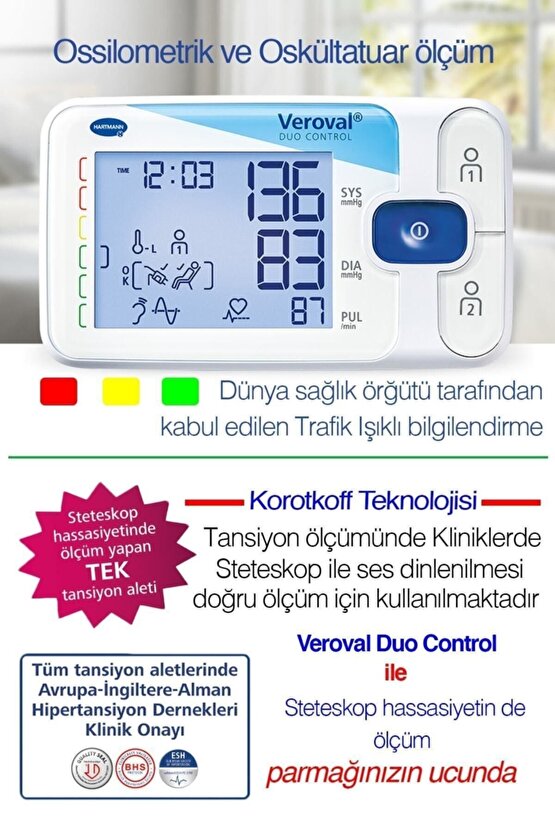 Tansiyon Aleti, Veroval Duo Control, Osilometrik Ve Oskültatuar Ölçüm