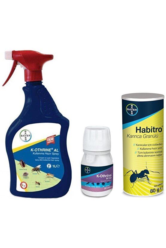 K-othrine Sprey 1 Lt. + Habitro + Sc 50 Ml Genel Haşere En Etkili Set