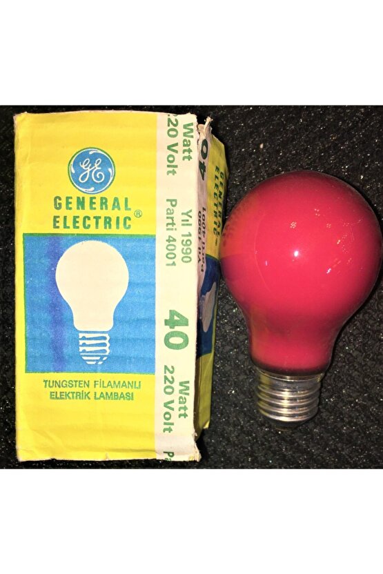 40w Kırmızı Renkli Tungsten Filamanlı Ampulvintagepastel Kırmızıdim Edilebiliryıl:1990