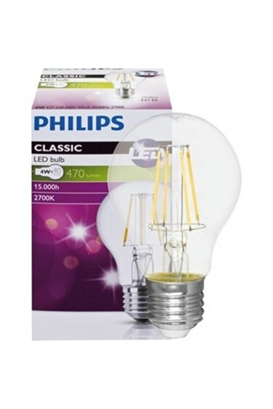 4w=40w Classıc Vıntage Şeffaf Led Ampula Enerji