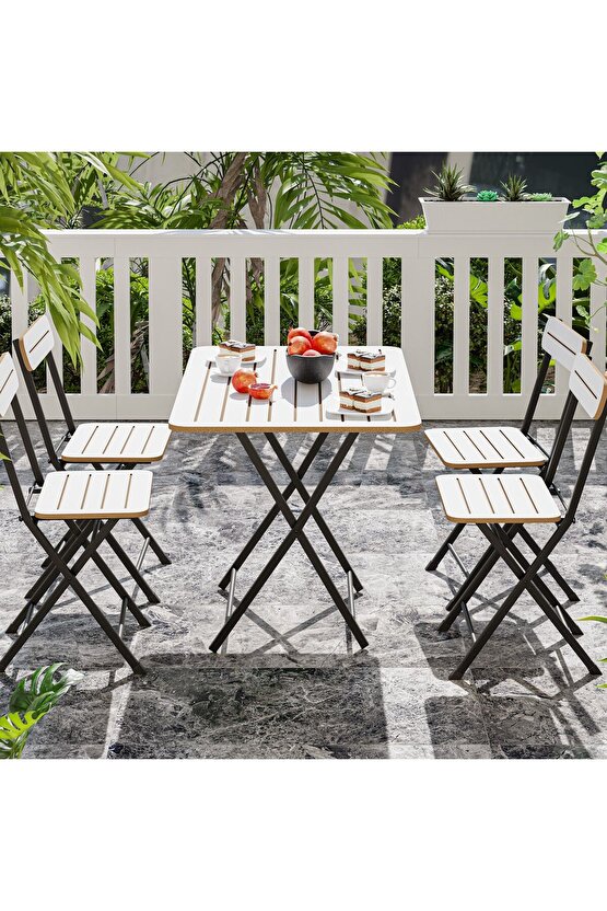 4 Kişilik Bistro Takım Bahçe Masa Sandalye