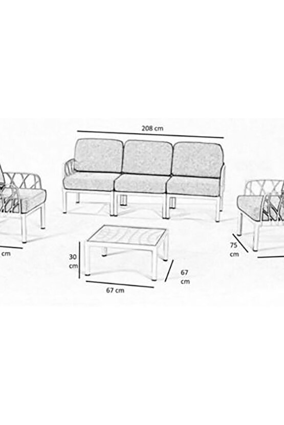 GARDA Sofa Set 3+1+1+Sehpa BEJ Minderli