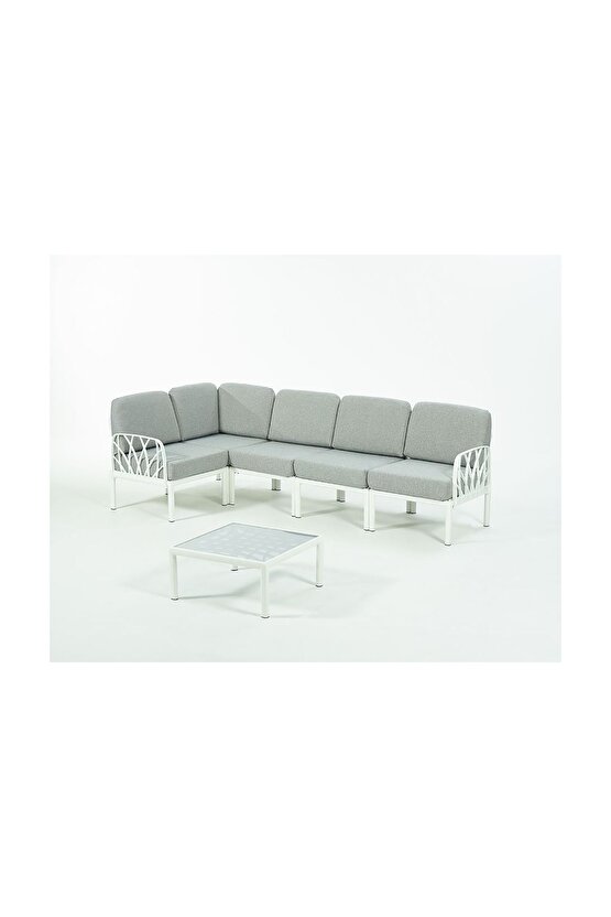 GARDA Sofa Set L Köşe + Sehpa GRİ Minderli