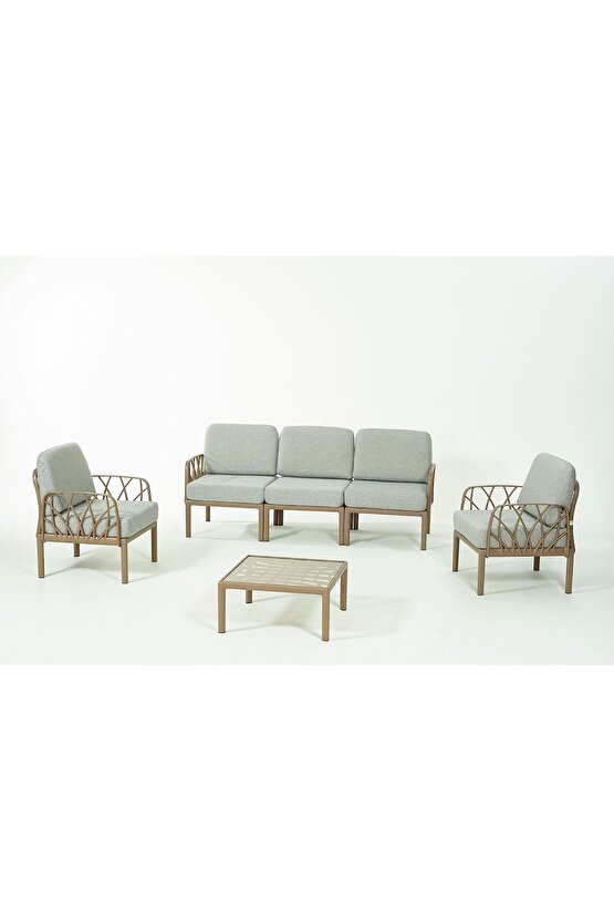 GARDA Sofa Set 3+1+1+Sehpa GRİ Minderli