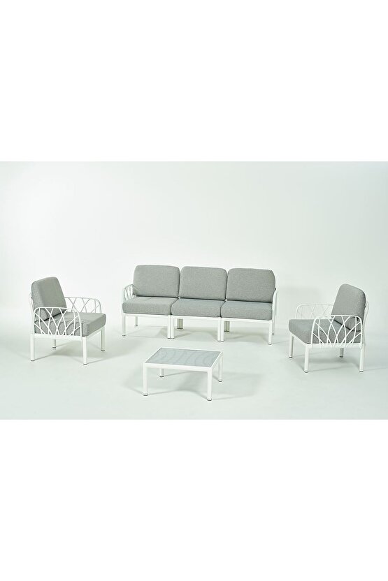 GARDA Sofa Set 3+1+1+Sehpa GRİ Minderli