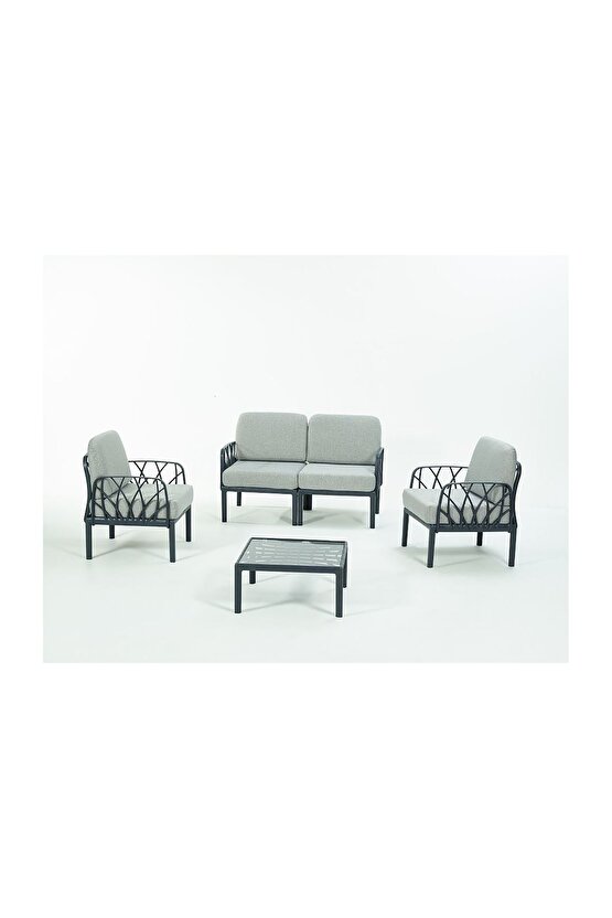 GARDA Sofa Set 2+1+1+Sehpa GRİ Minderli