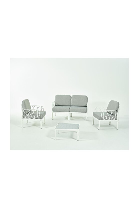 GARDA Sofa Set 2+1+1+Sehpa GRİ Minderli