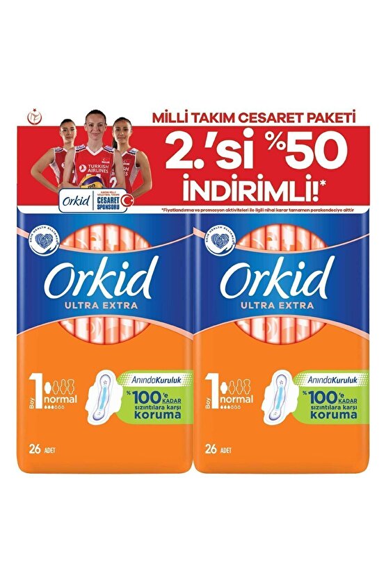 Hijyenik Ped Ultra Extra Normal 52li Milli Takım Cesaret Paketi