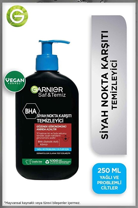 Saf & Temiz Siyah Nokta Karşıtı Temizleyici 250 ml (BHA + Kömür)