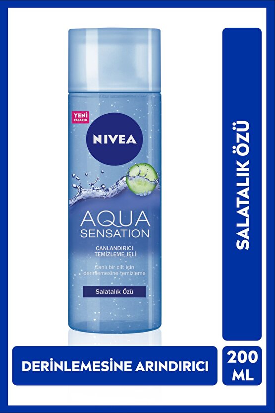 Aqua Sensation Canlandırıcı Yüz Temizleme Jeli 200ml, Salatalık Özü, Etkili Makyaj Temizleme