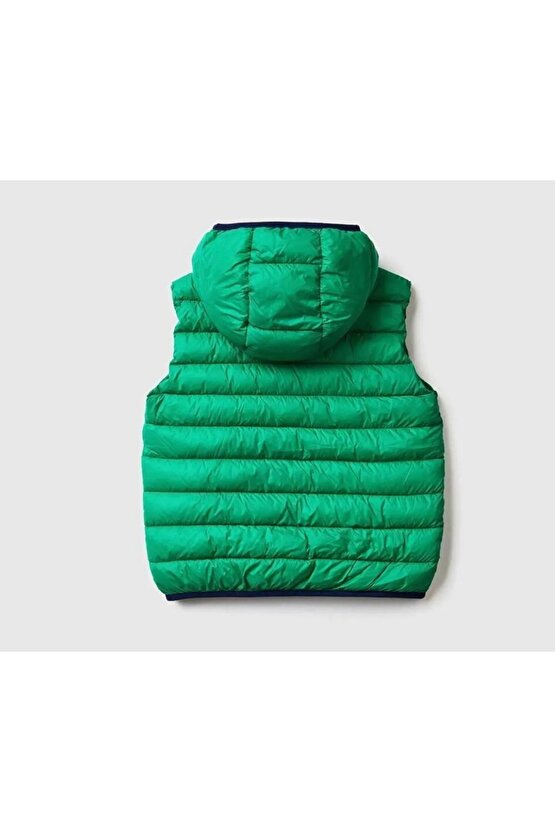 Benetton Çocuk Yeşil Logolu Puffer Yelek