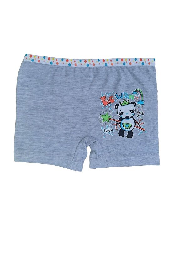 Kız Çocuk Renkli Likralı Pamuklu Boxer Külot 6lı