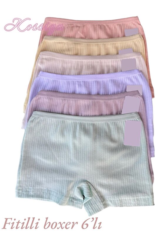 6 Adet Fitilli Kız Cocuk Pastel Renk Pamuklu Boxer