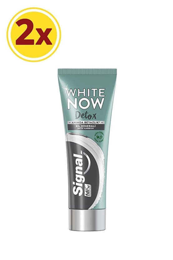 White Now Detox Kil Minerali & Aktif Karbon Diş Macunu 75 ml X2