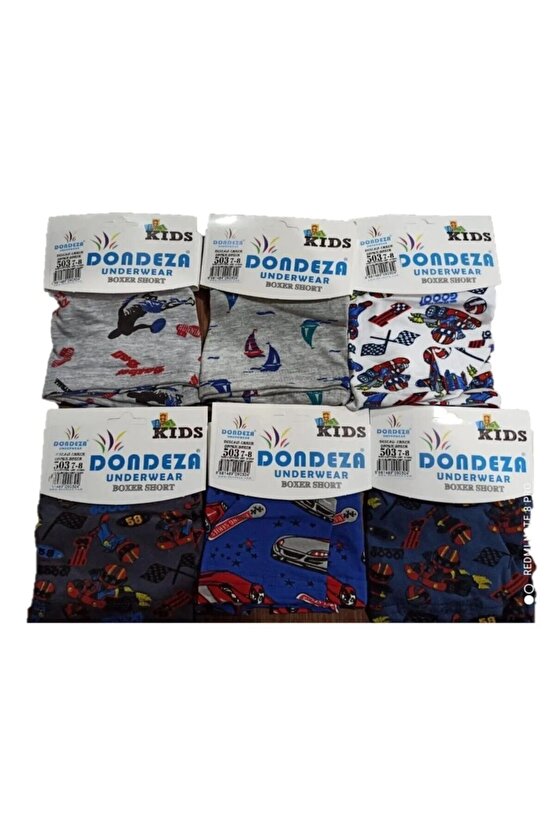 6lı Paket Desenli Katlamalı Bel Erkek Çocuk Boxer