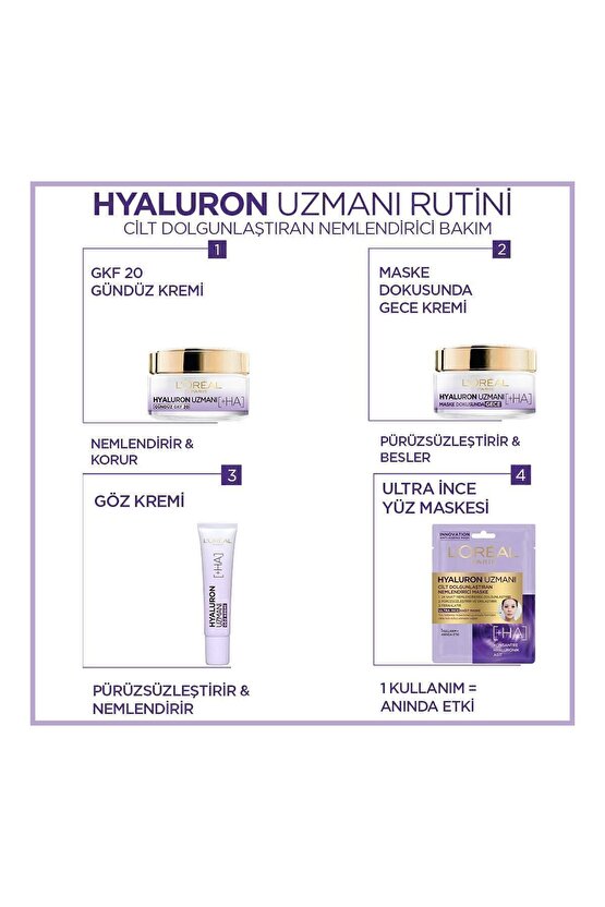 L’oréal Paris Hyaluron Uzmanı Cilt Dolgunlaştıran Nemlendirici Gkf 20 Gündüz Kremi 50 ml