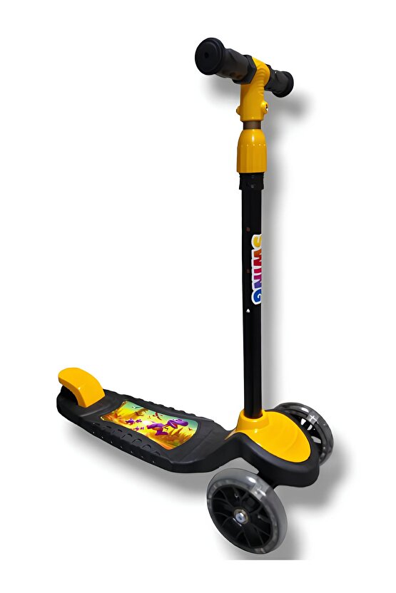 3 Tekerlekli Işıklı Çocuk Scooter Swing - 3 Kademeli Yükseklik Ayarı