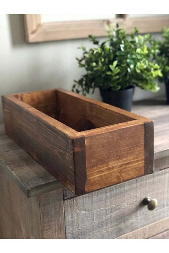 Ahşap Saksı Sukulent Kaktüs veya Organizer Çok Amaçlı Kutu Sukulent