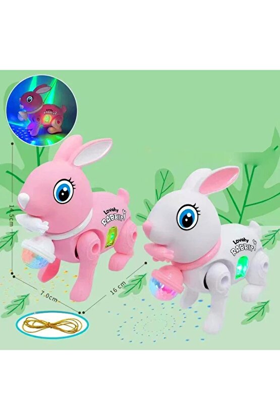 Yeni Karikatür Elektronik Yürüyen Tavşan Oyuncak Müzik Güzel Işıltılı Çekme Halatı Oyuncakları