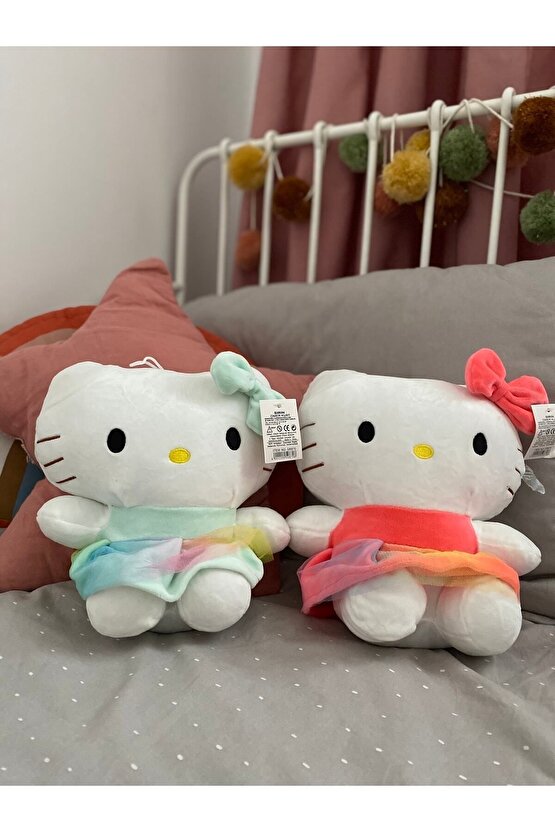 Hello Kitty Peluş Oyuncak 25 Cm (3 RENK - PEMBE, YEŞİL, KIRMIZI)