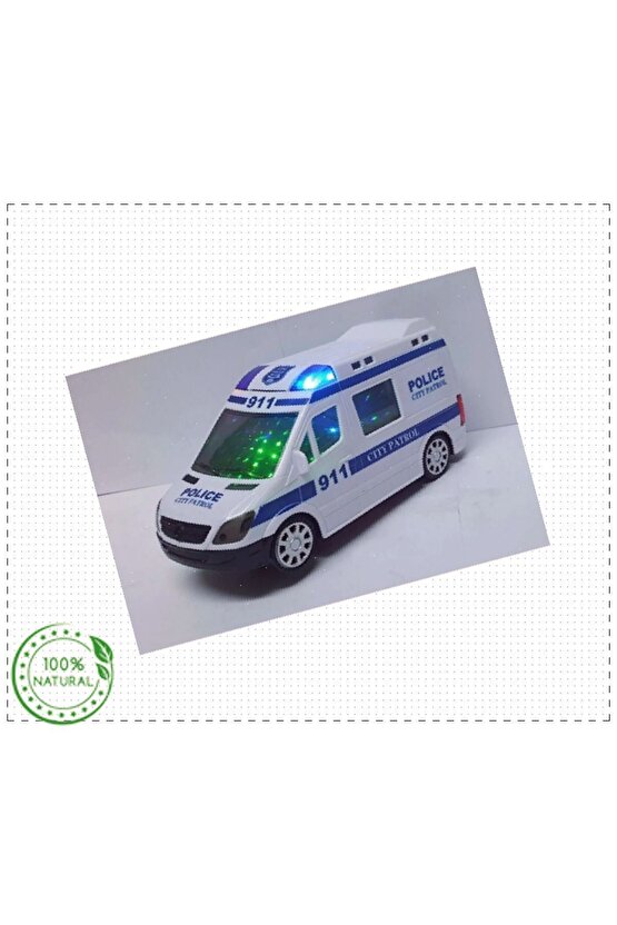 Polis Arabası Oyuncak Pilli Işıklı Siren Sesli Polis Minibüs Kız Oyuncakları Erkek Cocuk Egitici Mo