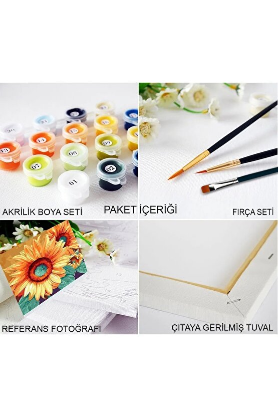 Sayılarla Boyama Kasnaklı Tablo Seti Fırça Boya Dahil 40x50 Şapkalı Kadın