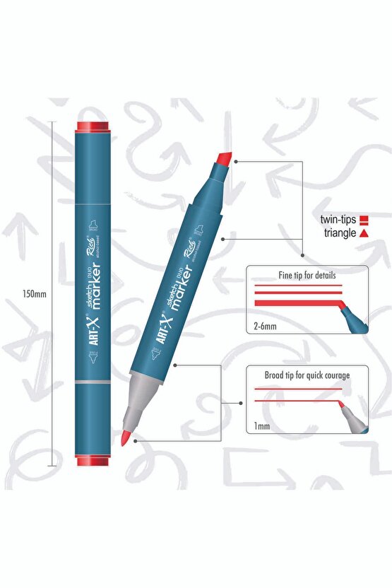 Art-x Sketch Marker Çift Taraflı Kalem Seti 108li