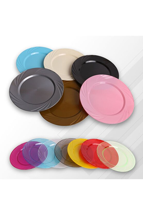 Plastik Tabak Sert Lüks 22cm (6 Adet) Pembe