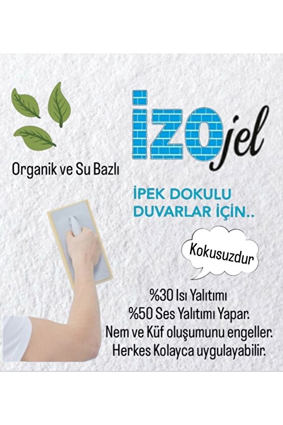 Organik Ipek Sıva  Izo-001-yr Beyaz - 2 Mt2 12 Boyut Dekoratif Ses Isı  Nem Yalıtım Sıvası