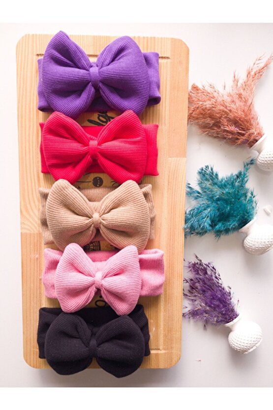 Kız Çocuk & Bebek Kaşkorse Fiyonklu Bandana 5li Set