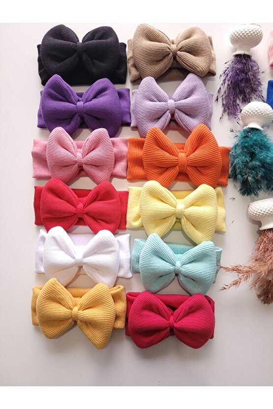 Kız Bebek & Çocuk Kaşkorse Fiyonklu Bandana 12li Set